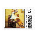 "A Girl & Her Sheltie" by Charles Barber postage by dogart "A Girl & Her Sheltie" by Charles Barber postage