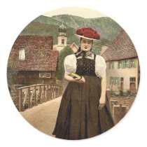 A Girl of the Black Forest, Black Forest, Baden, G Round Sticker