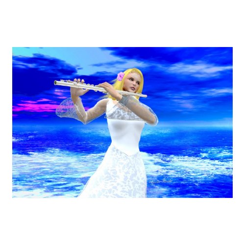 A Girl Playing Flute print