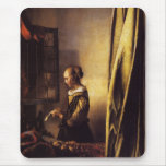 A Girl Reading a Letter at an Open Window Mouse Pads