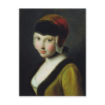 A girl with a black mask postcard