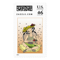 A girl with a fruit postage by jsoh A girl with a fruit postage