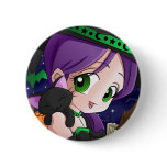 A Girls Best Friend is Her Black Cat Button