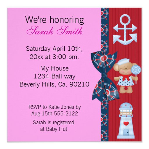 A Girls Sea Life Baby Shower Announcements