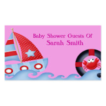 A Girls Sea Life Baby Shower Business Card Template