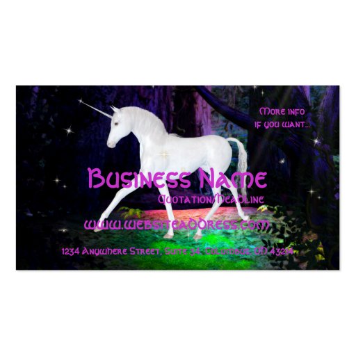 A Glimpse of a Unicorn - Fantasy Business Cards (front side)