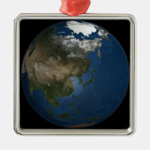 A global view over Asia with Arctic sea ice Christmas Tree Ornaments