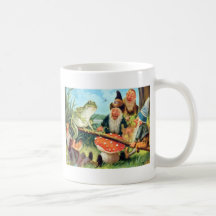 A Gnome and Frog on a Mushroom Seesaw Mugs