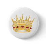 A Golden King's Crown With Jewels Pinback Button