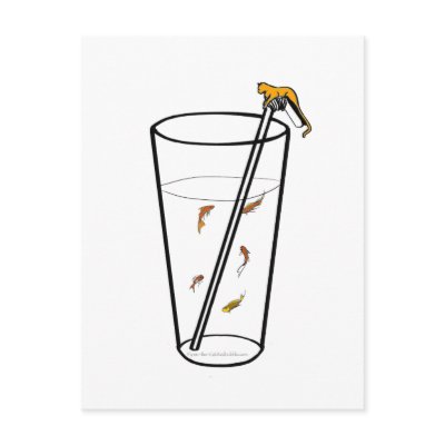 A Goldfish Drink - Tall and White Post Cards by Flynn_the_Cat