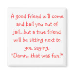 A good friend will come and bail you out of jai... magnet