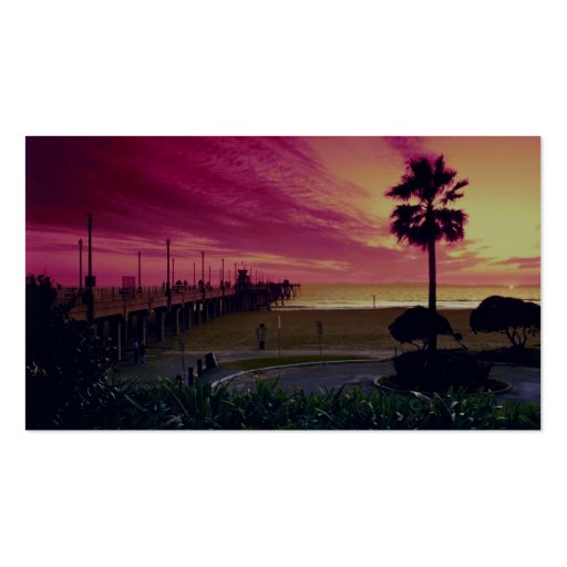 A gorgeous sunset at the pier, Huntington Beach, C Business Card Template (back side)