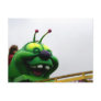 A green caterpillar goofy fair ride image postcard