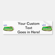 A green keytar with a blue strap graphic, bumper sticker
