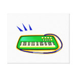 A green keytar with a blue strap graphic, gallery wrapped canvas