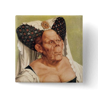 A Grotesque Old Woman, possibly Princess Margaret Pinback Button by bridgemanart