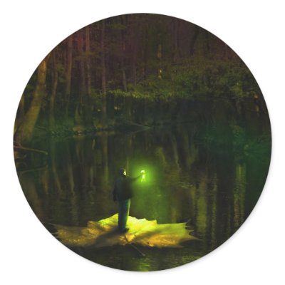 A guy riding on a leaf in the swamp stickers by digitalenvisions