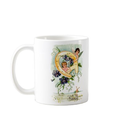 A Happy Birthday Cherub Greeting Coffee Mugs by VintageHolidays