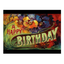 A Happy Birthday Vintage Painted Post Card