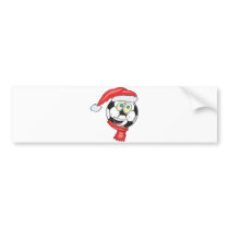 A happy christmas soccer ball wearing a santa hat bumper stickers