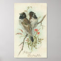 A Happy Christmastide Vintage Birds posters