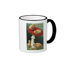 A Happy EasterChicks on Red Mushroom Coffee Mugs