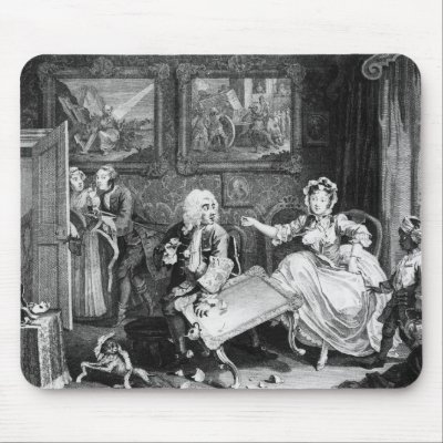 A Harlot's Progress, plate II, Quarrels Mouse Pad by bridgemanart
