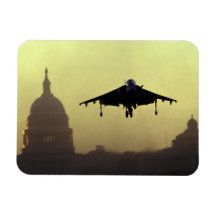 A Harrier jet landing on the Mall at dawn with Flexible Magnets