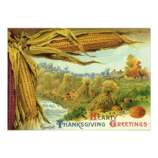 A Hearty Thanksgiving; Indian Corn and Haystacks Custom Announcements