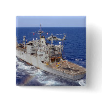A helicopter clears the flight deck pinback button