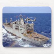 A helicopter clears the flight deck mousepads