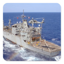 A helicopter clears the flight deck square sticker