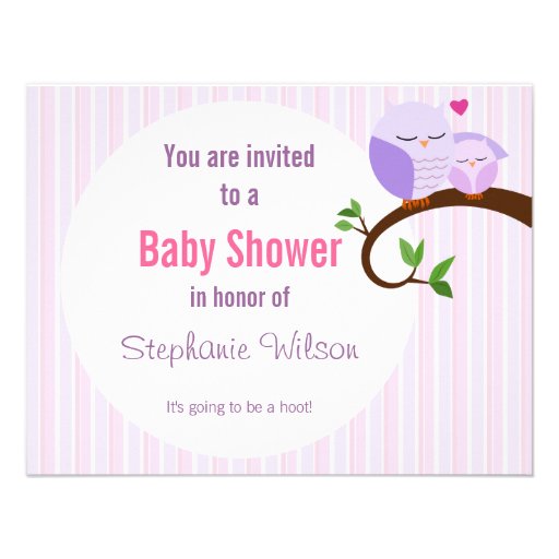 A Hoot Of A Baby Shower Purple Owl Invitation