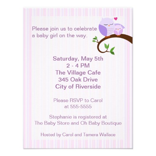 A Hoot Of A Baby Shower Purple Owl Invitation