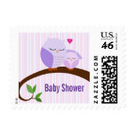 A Hoot Of A Baby Shower Purple Owls Postage Stamps