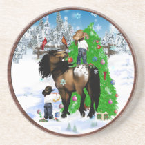 A Horse and Kid Christmas Coasters