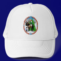 A Horse and Kid Christmas Hats