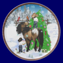 A Horse and Kid Christmas  Plate