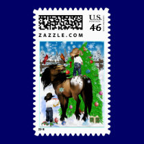 A Horse and Kid Christmas Postage stamps