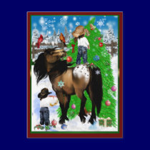 A Horse and Kid Christmas  Postcard postcards