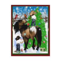 A Horse and Kid Christmas  Postcard