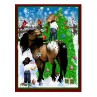 A Horse and Kid Christmas  Postcard