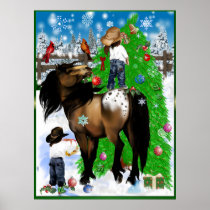 A Horse and Kid Christmas Posters