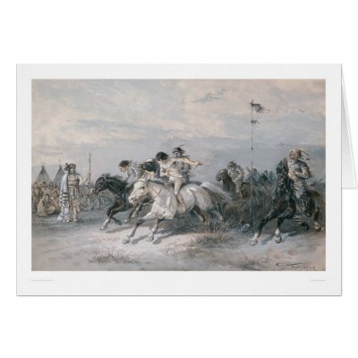 A Horse Race in a Sioux Indian Camp (0603A) Card by Bancroft