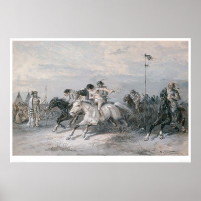 A Horse Race in a Sioux Indian Camp (0603A) Print by Bancroft