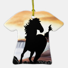 A horse silhouette and waterfall christmas tree ornaments