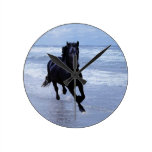 A horse wild and free round wallclock