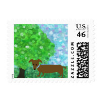 a Hot Dog in the Park Postage Stamp