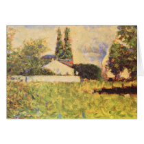 A house between trees by Georges Seurat Greeting Card