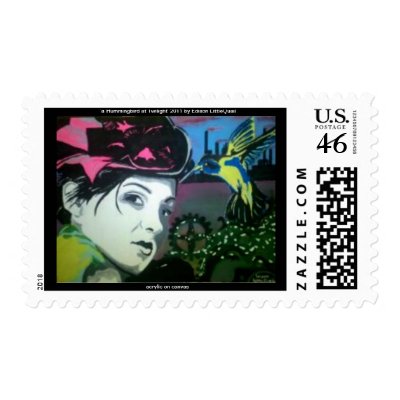 'a Hummingbird at Twilight' Postage by EdisonLittleQuail